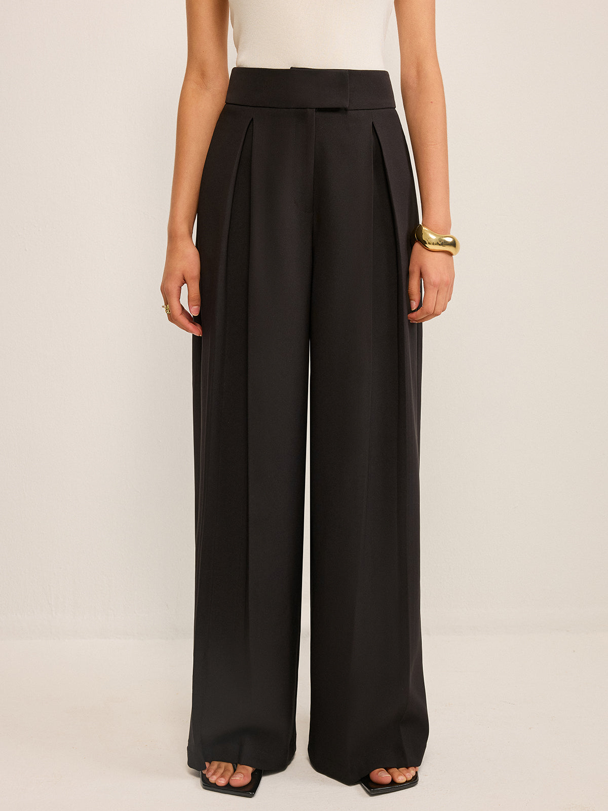 High-Waisted Wide-Leg Pants-Chicvia