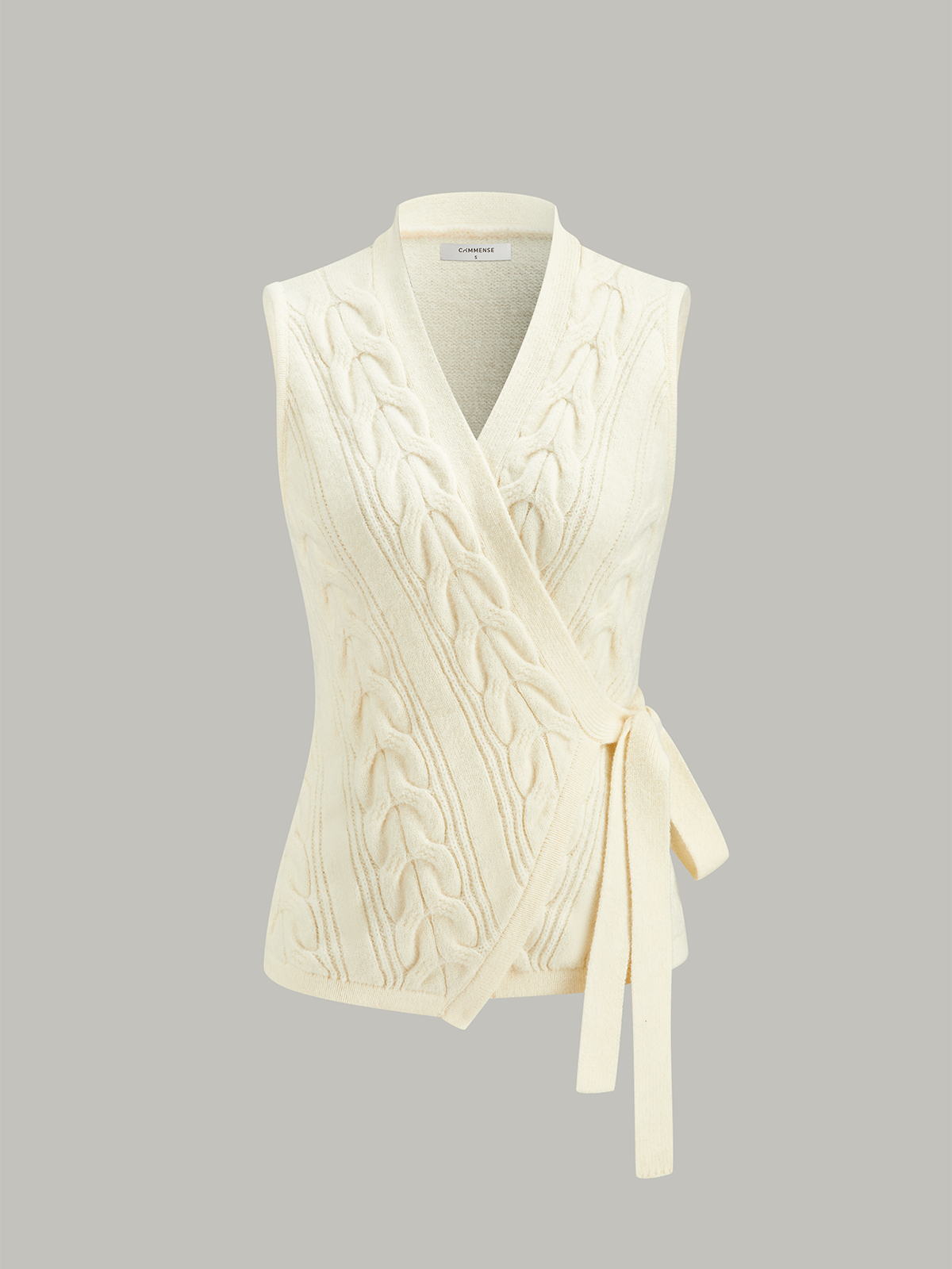 Cable Knit Wrap Vest-Chicvia