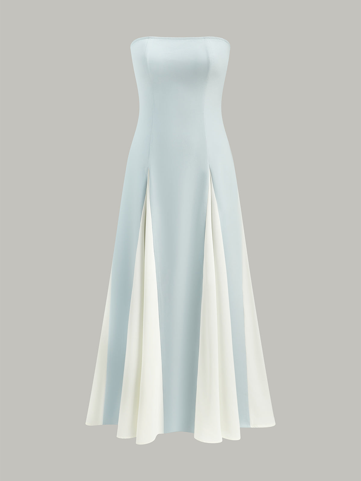 Color Block Detachable Strap Maxi Dress-Chicvia