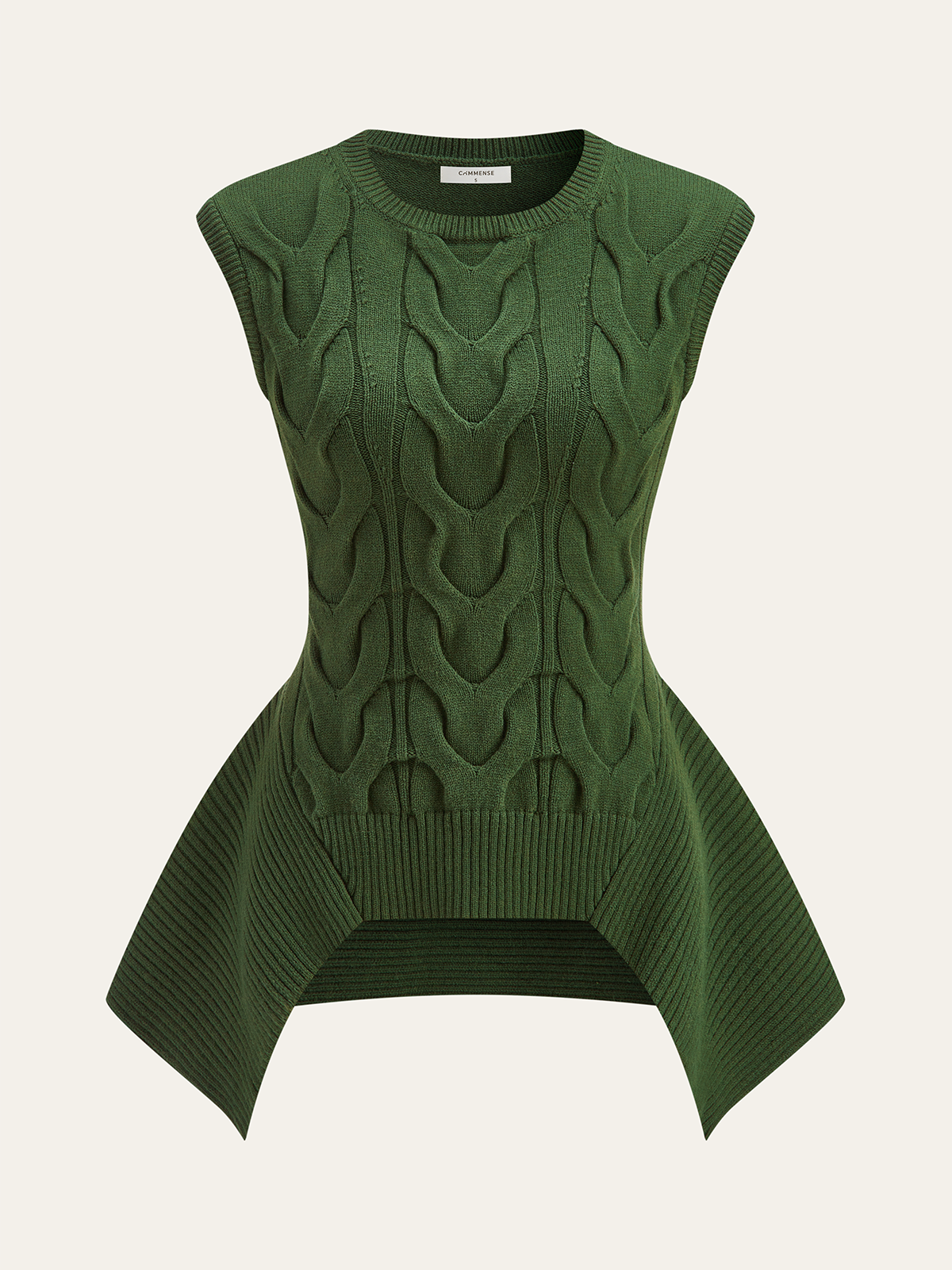 Cable Knit Peplum Sweater Vest-Chicvia