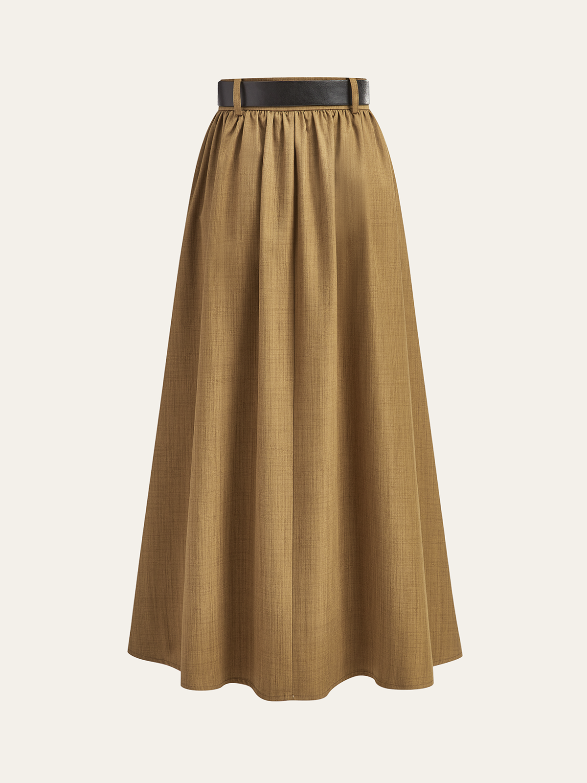 Belted Pleated Midi Skirt-Chicvia