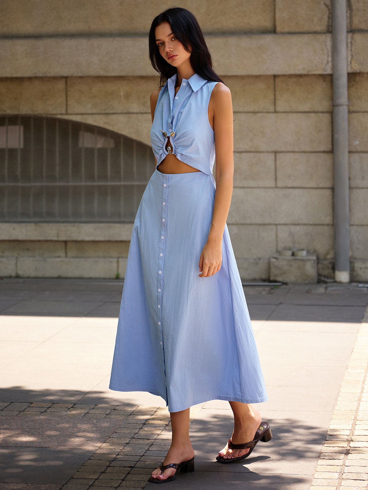 Metal Decor Cutout Dress-Chicvia