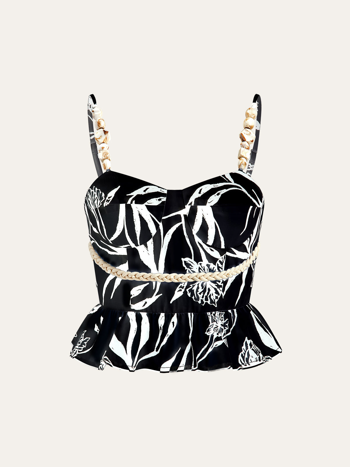 Floral Print Peplum Top With Shorts Set-Chicvia