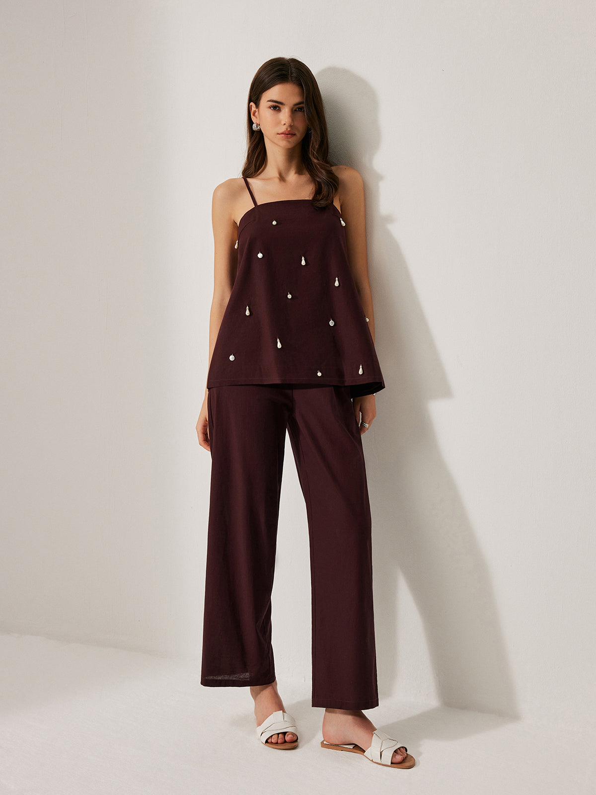 Cotton & Linen Pants Set With Pockets-Chicvia