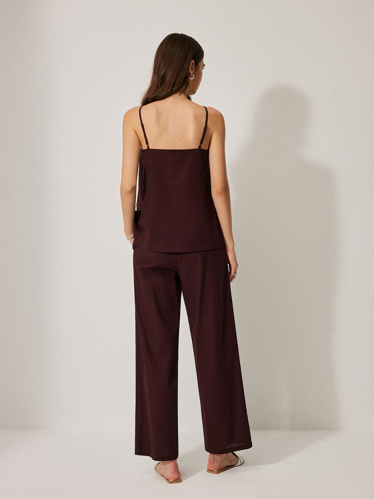 Cotton & Linen Pants Set With Pockets-Chicvia