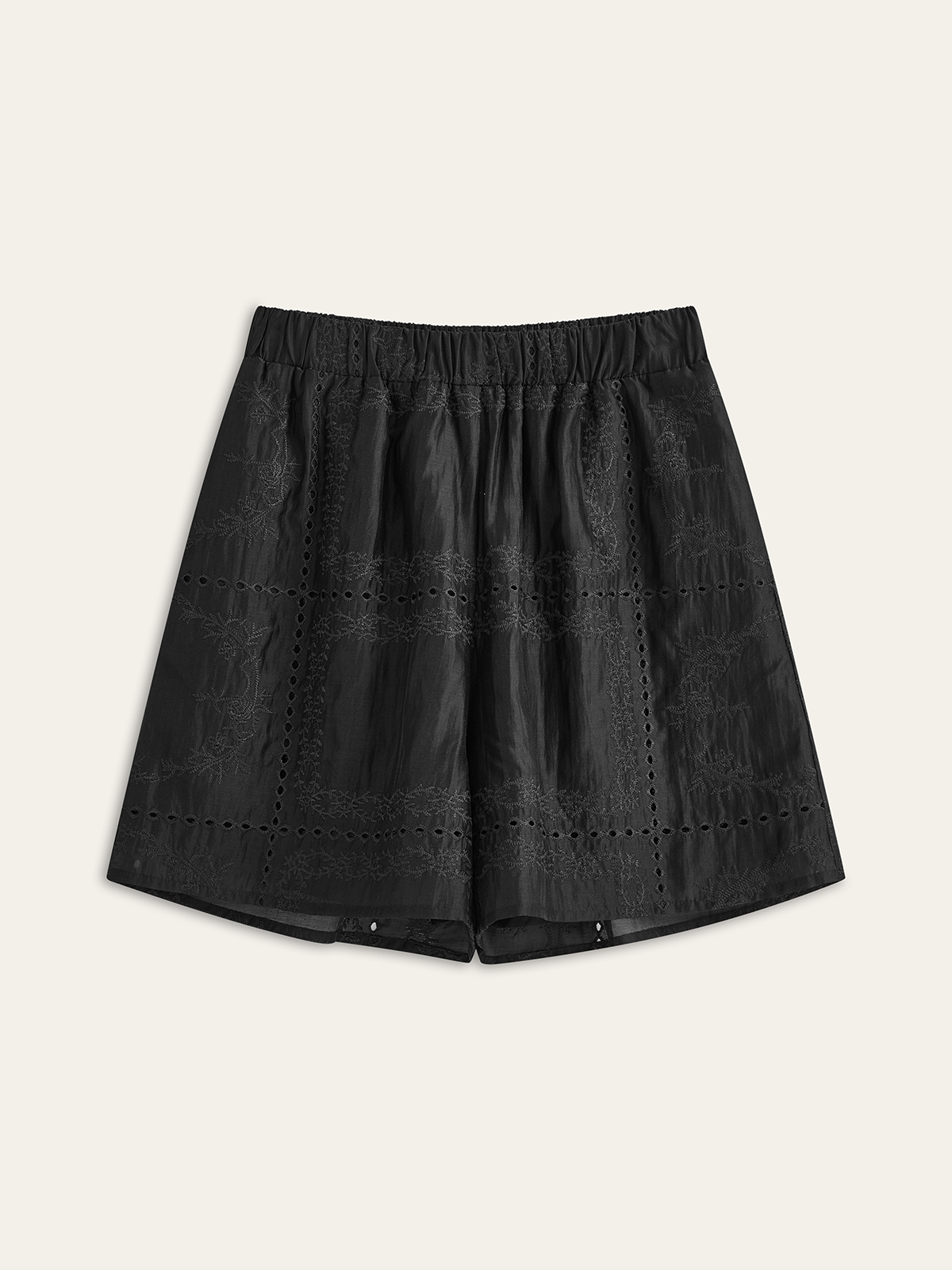 Embroidery Detail Long Sleeve Shorts Set-Chicvia