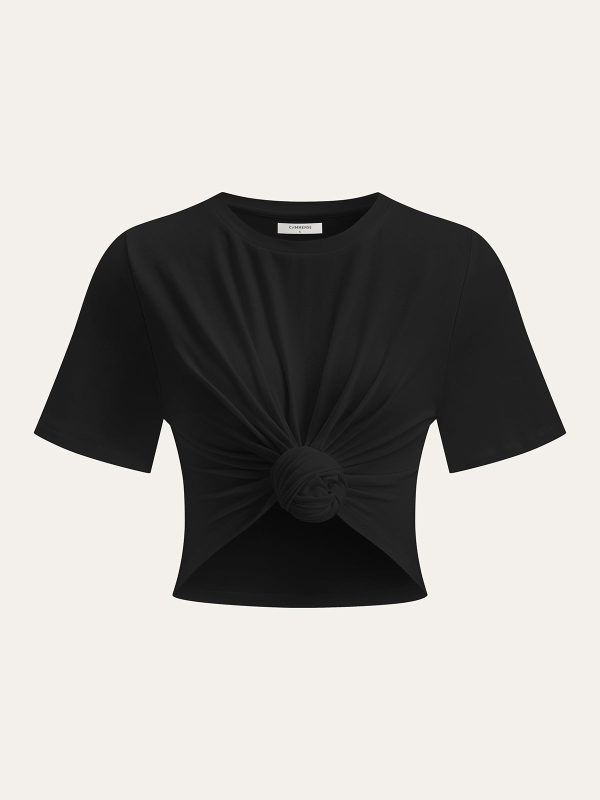 Cropped Knot-Front T-Shirt-Chicvia