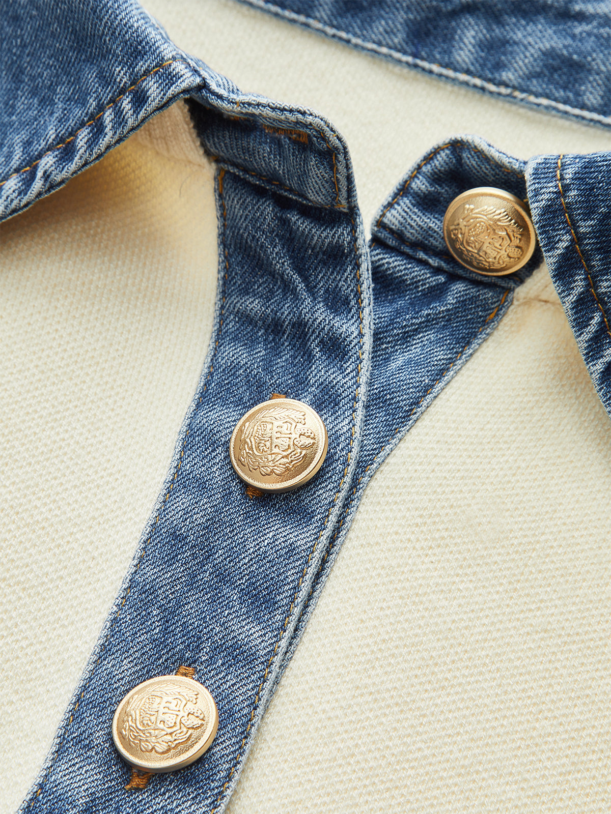 Denim Collar Cinched Knit Top-Chicvia