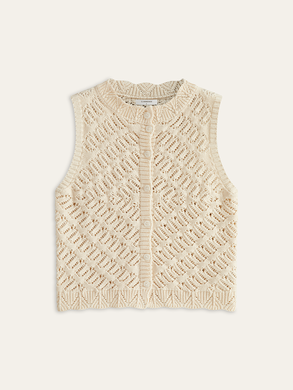 Knitted Sleeveless Cardigan with Button Front-Chicvia