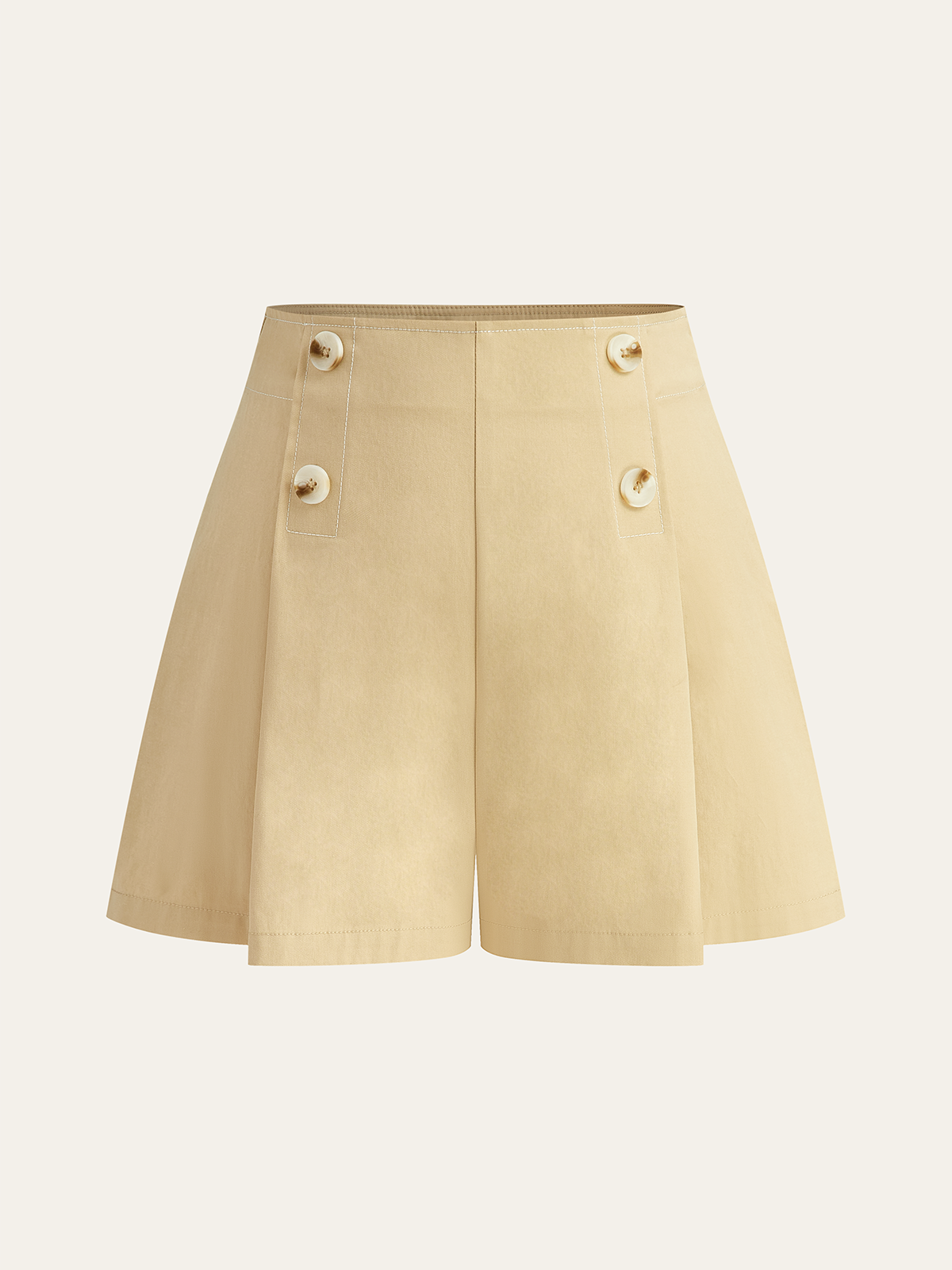 High-Waisted Button -Detail Wide-Leg Shorts-Chicvia