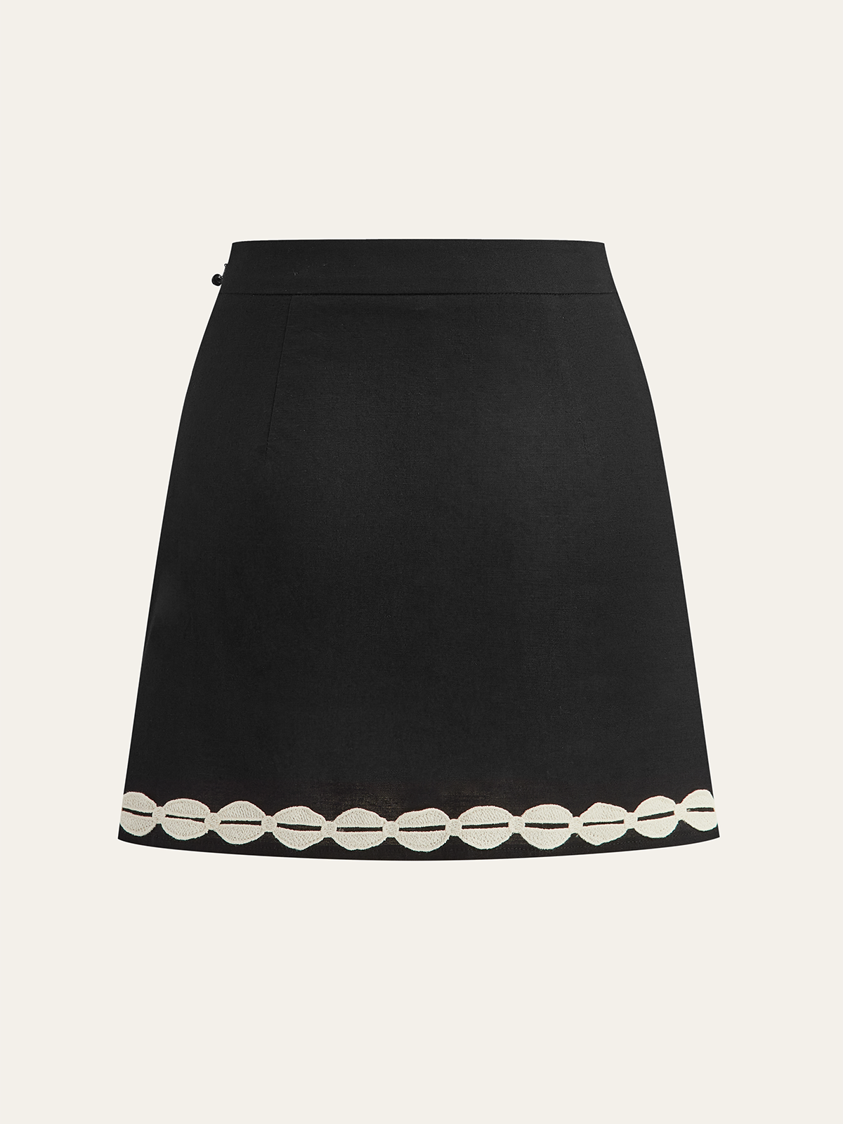 Color-Block Woven-Trim Wrap Mini Skirt-Chicvia