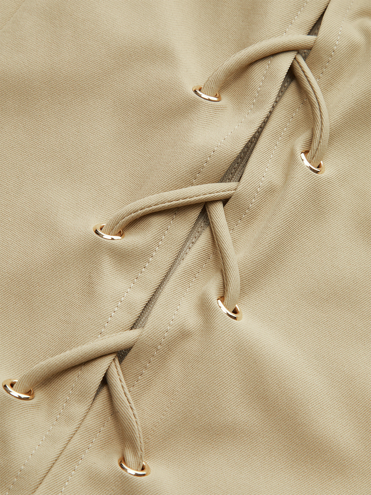 Pocketed Lace-Up Mini Dress-Chicvia