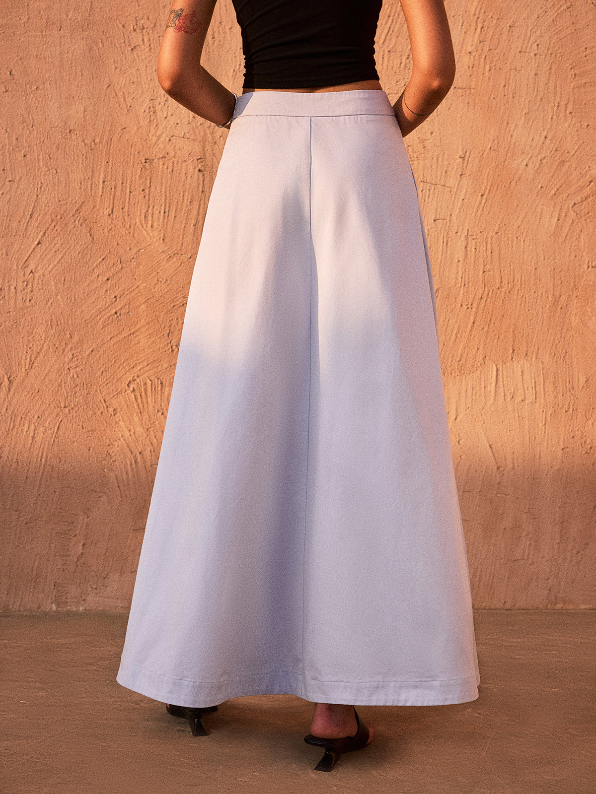 Button-Down Maxi Skirt-Chicvia