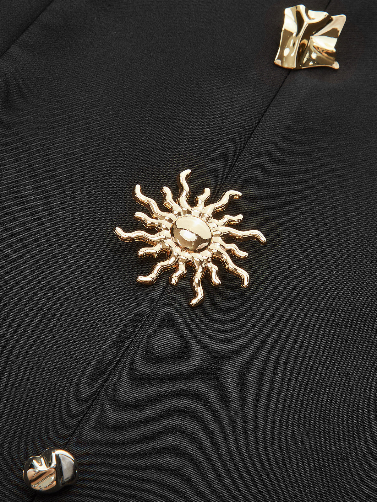 Metal Button Halter Dress-Chicvia