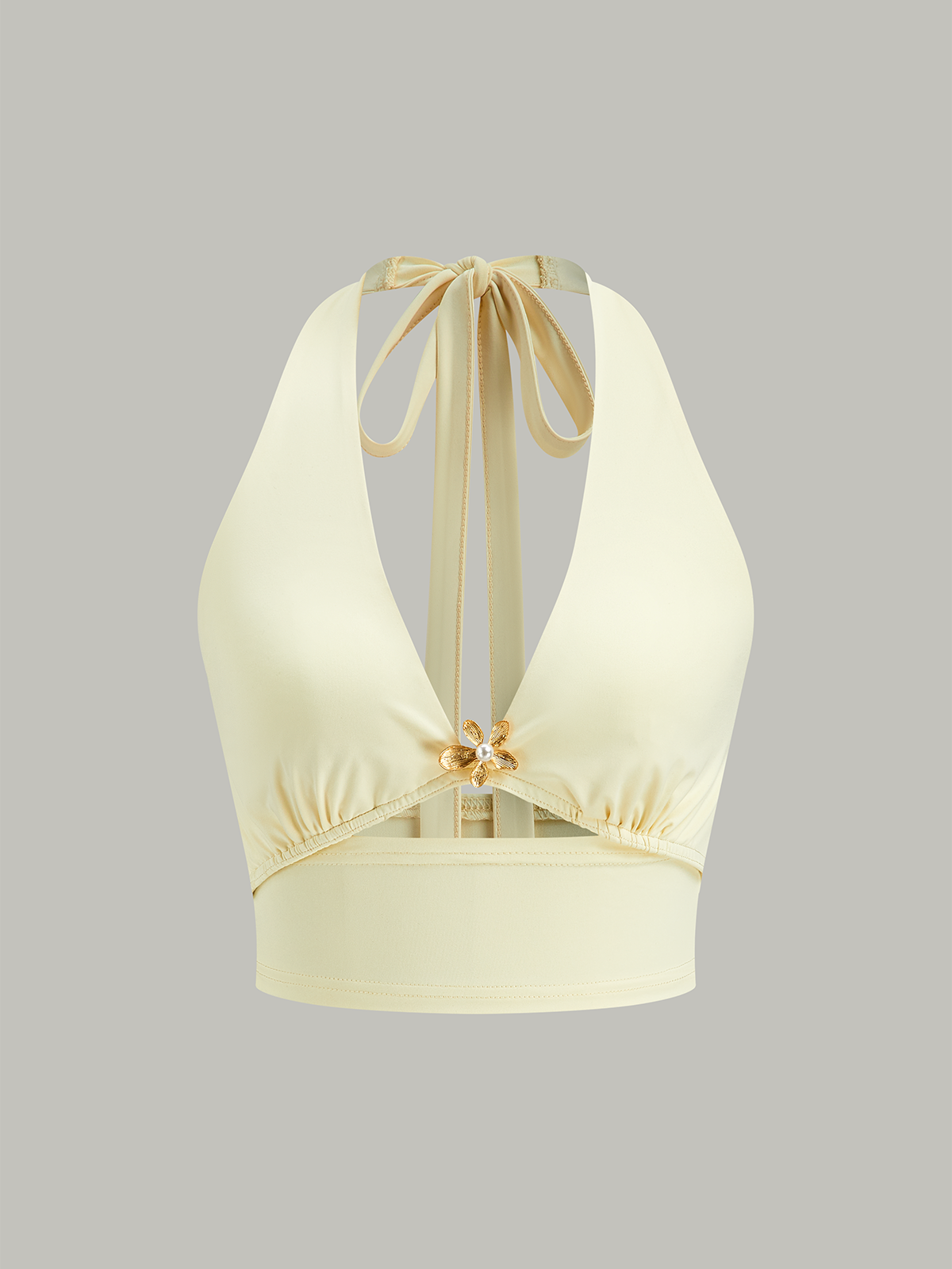 Halter Neck Crop Top and Mesh Paneled Skirt Set-Chicvia