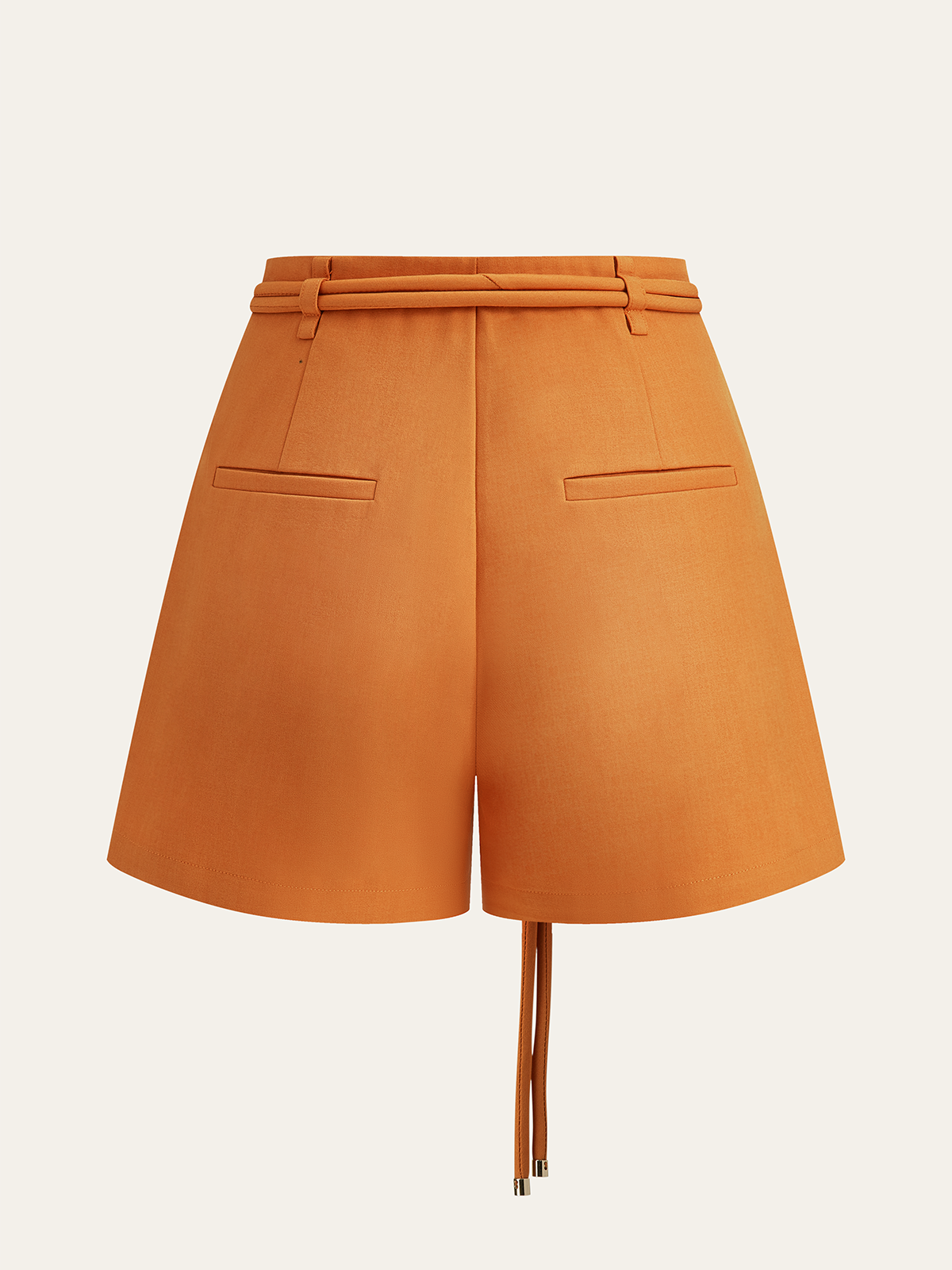 Belted Mid-Waisted Pleated Shorts-Chicvia