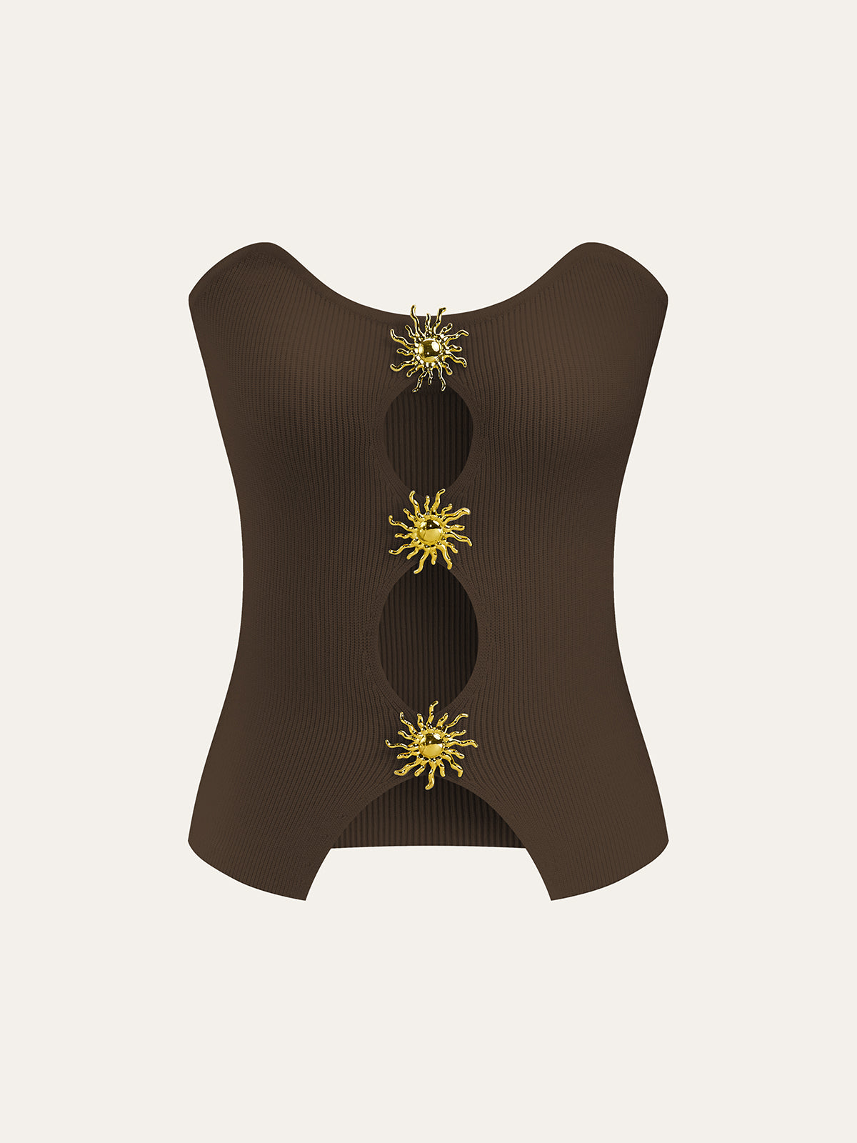 Metal Cut-Out Knit Sweater Vest-Chicvia