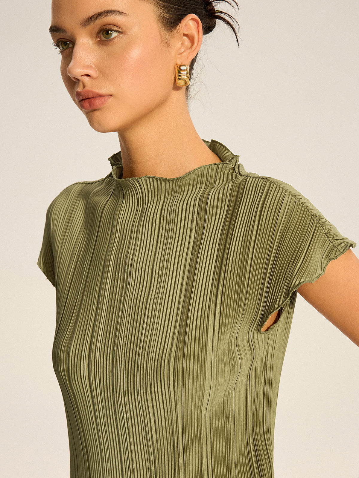 Pleated Top and Wide-Leg Pants Set-Chicvia