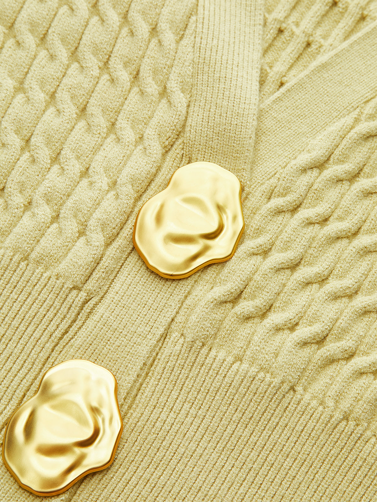 Metal Button Cable Knit Waist-Cinching Vest-Chicvia