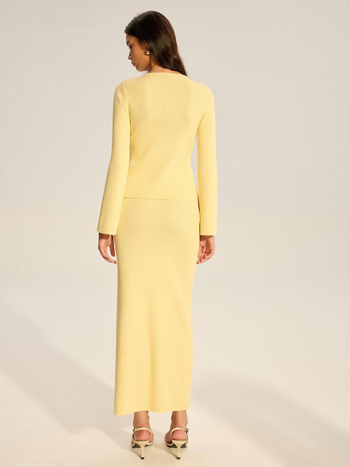 Floral Accent Cut-Out Sweater Co-ord-Chicvia