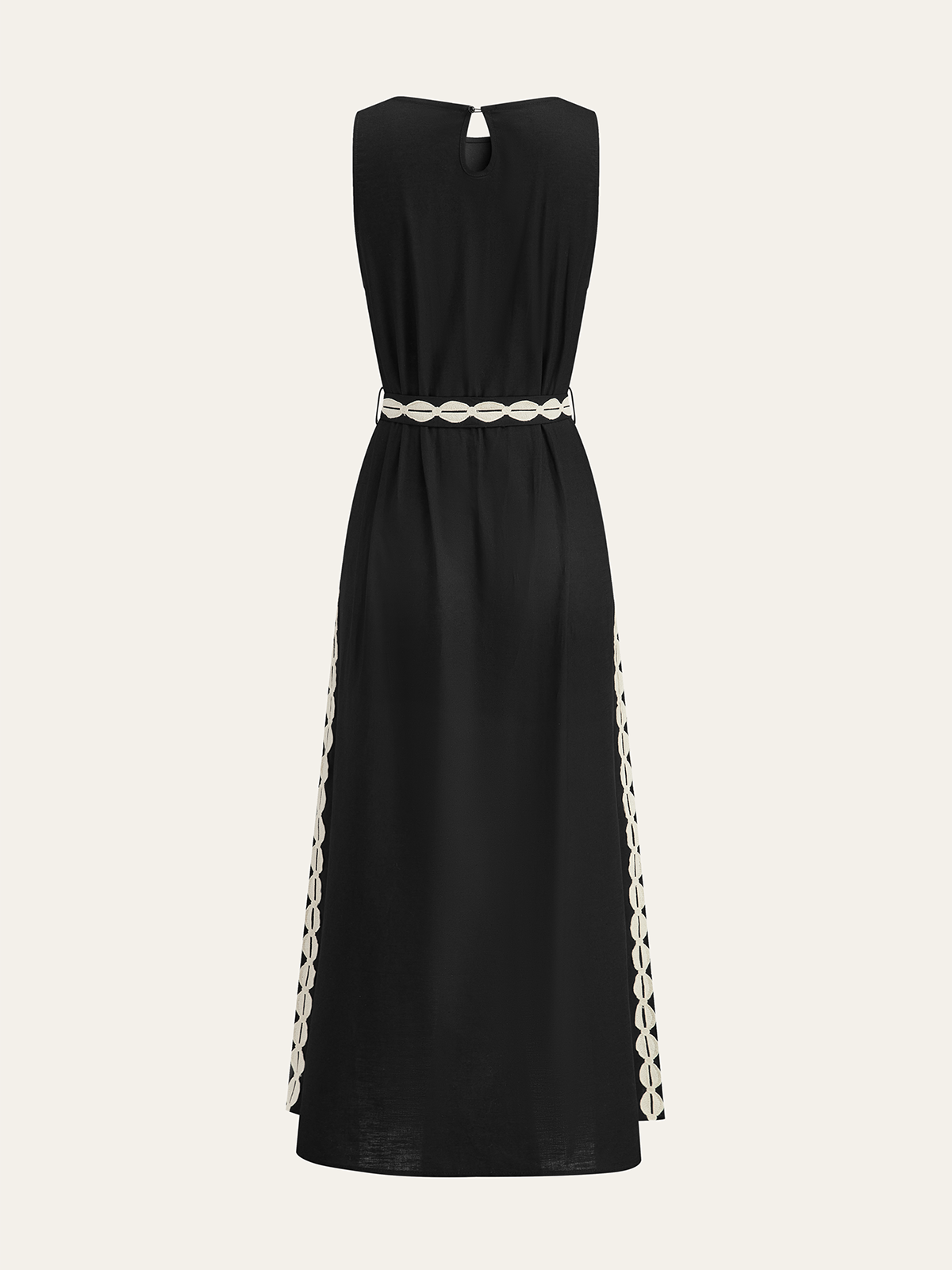 Contrast Trim Maxi Dress-Chicvia