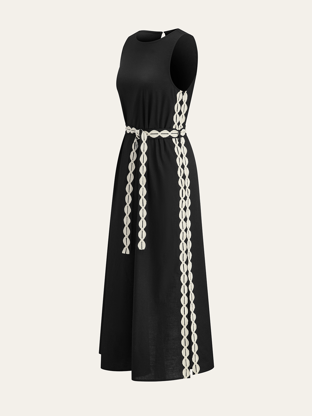 Contrast Trim Maxi Dress-Chicvia