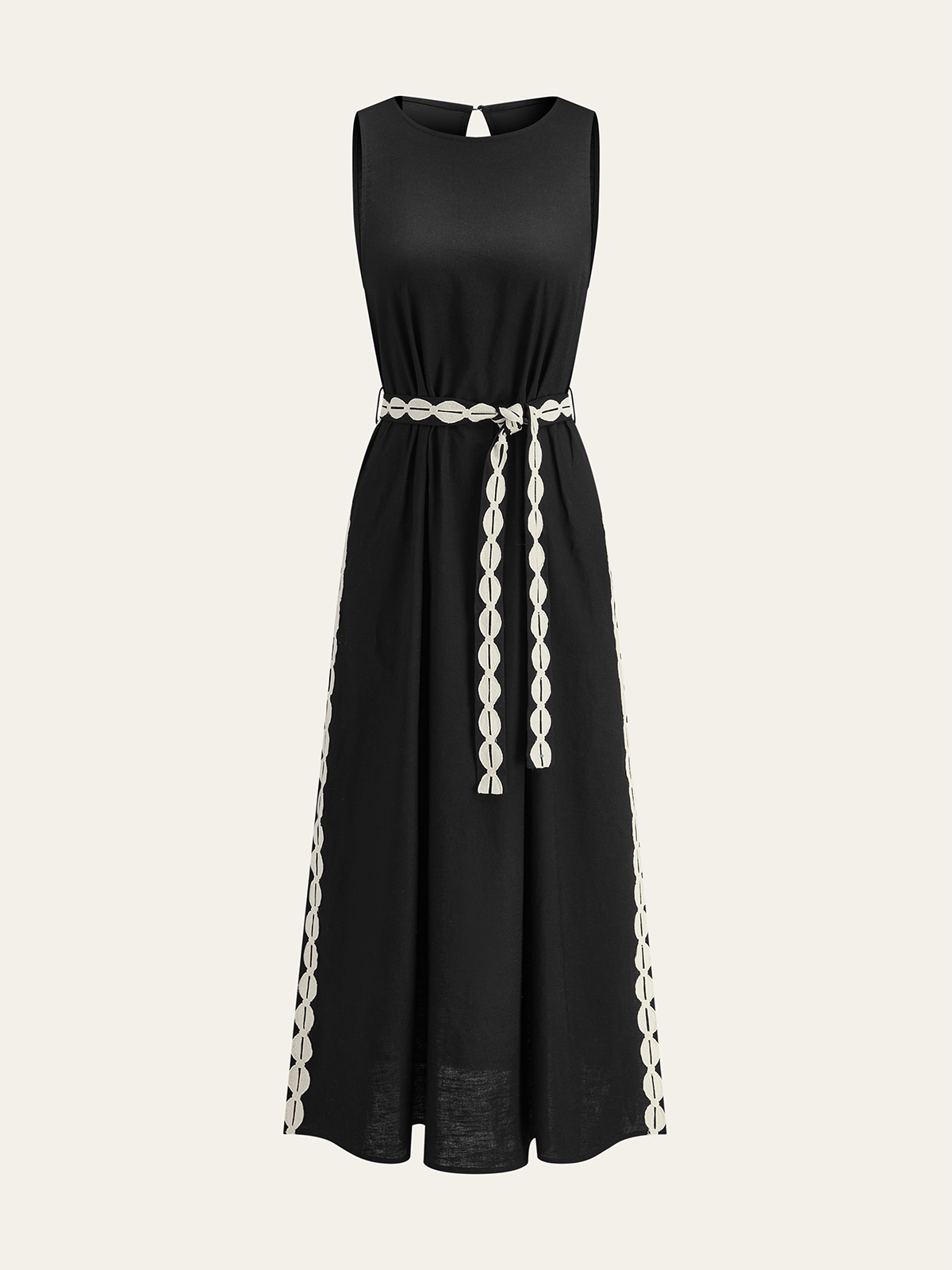Contrast Trim Maxi Dress-Chicvia
