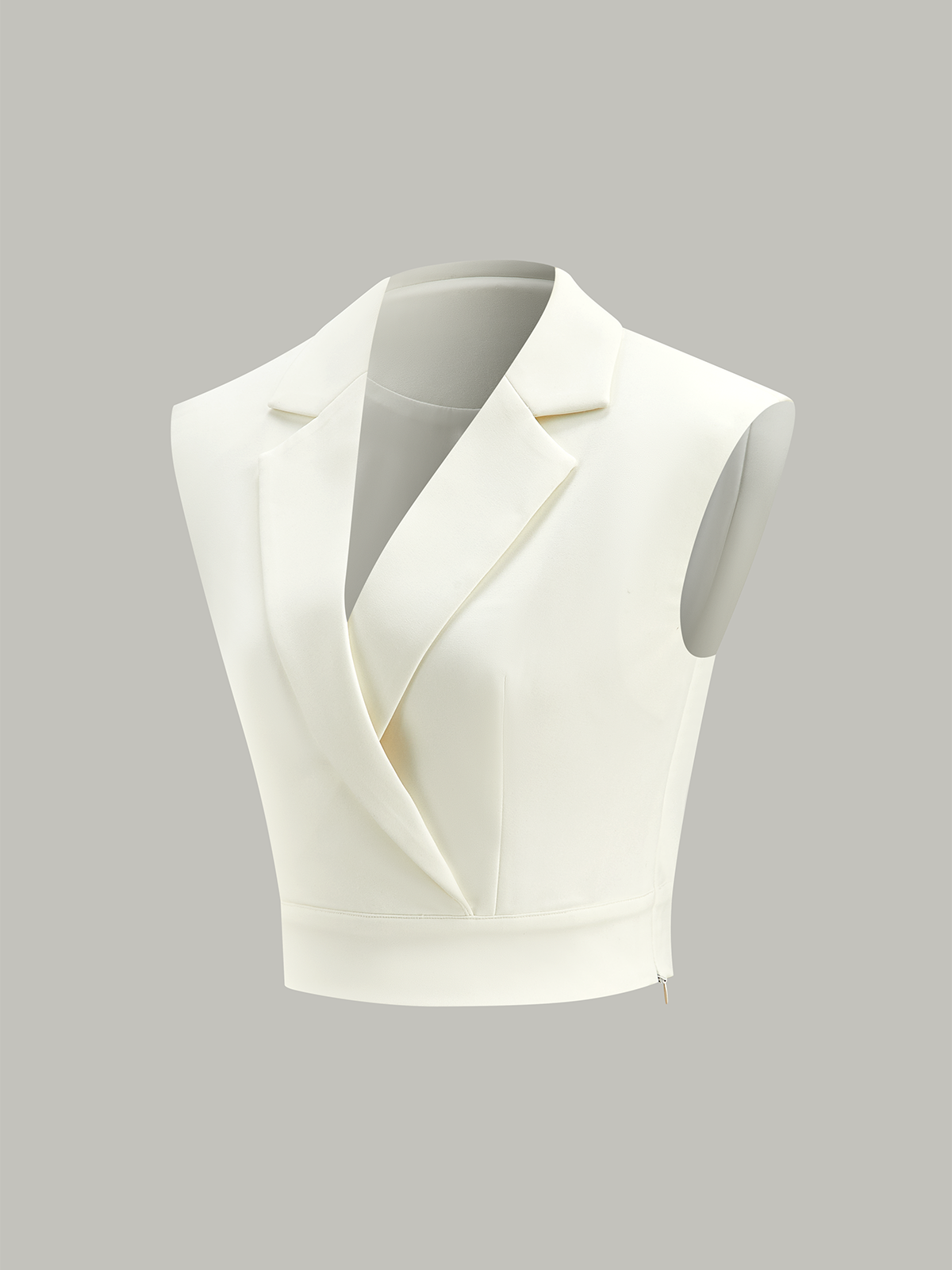 Cropped Wide-Shoulder Waist-Cinching Blazer Vest-Chicvia