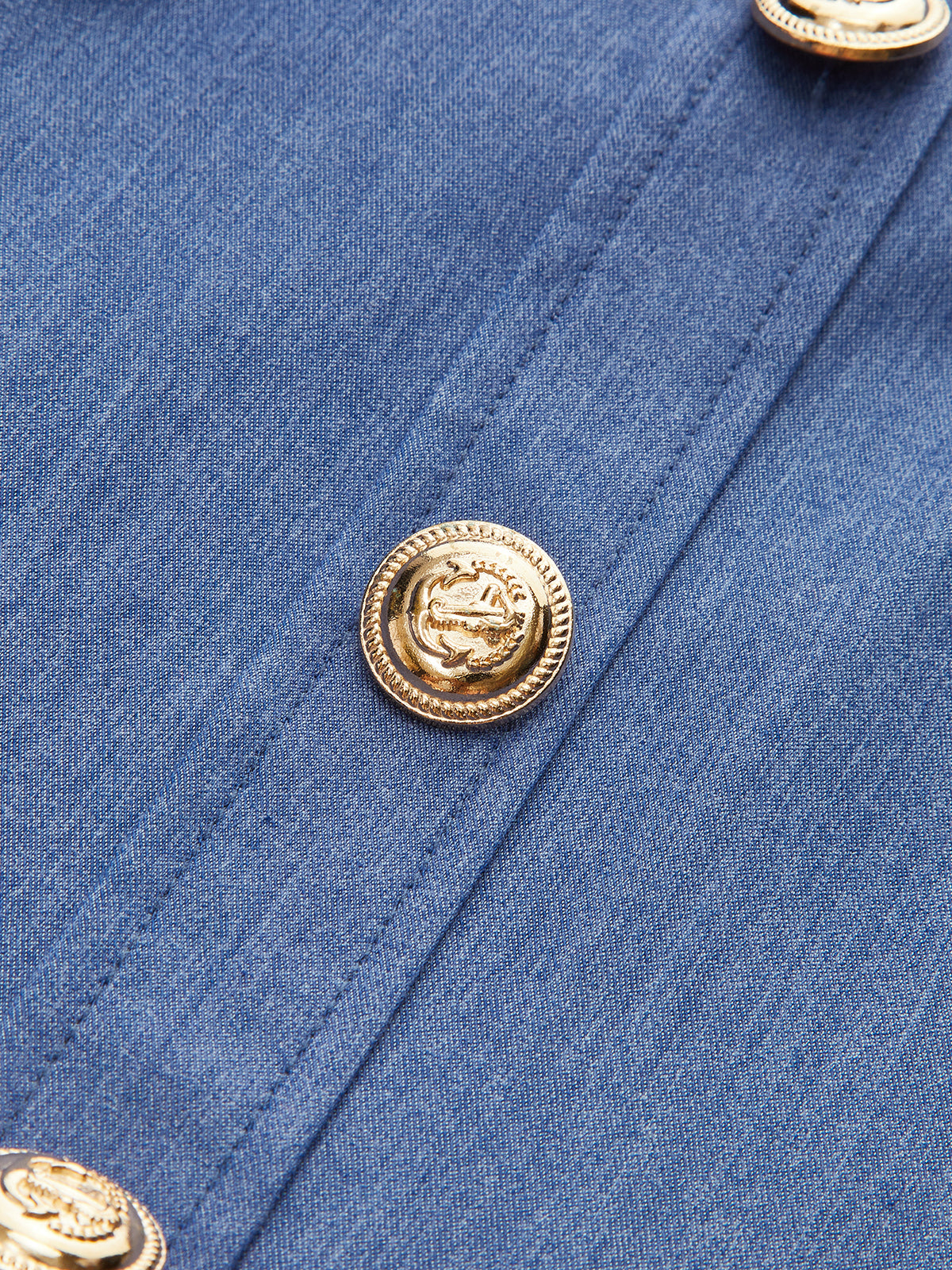 Metal Button Halter Neck Pleated Dress-Chicvia