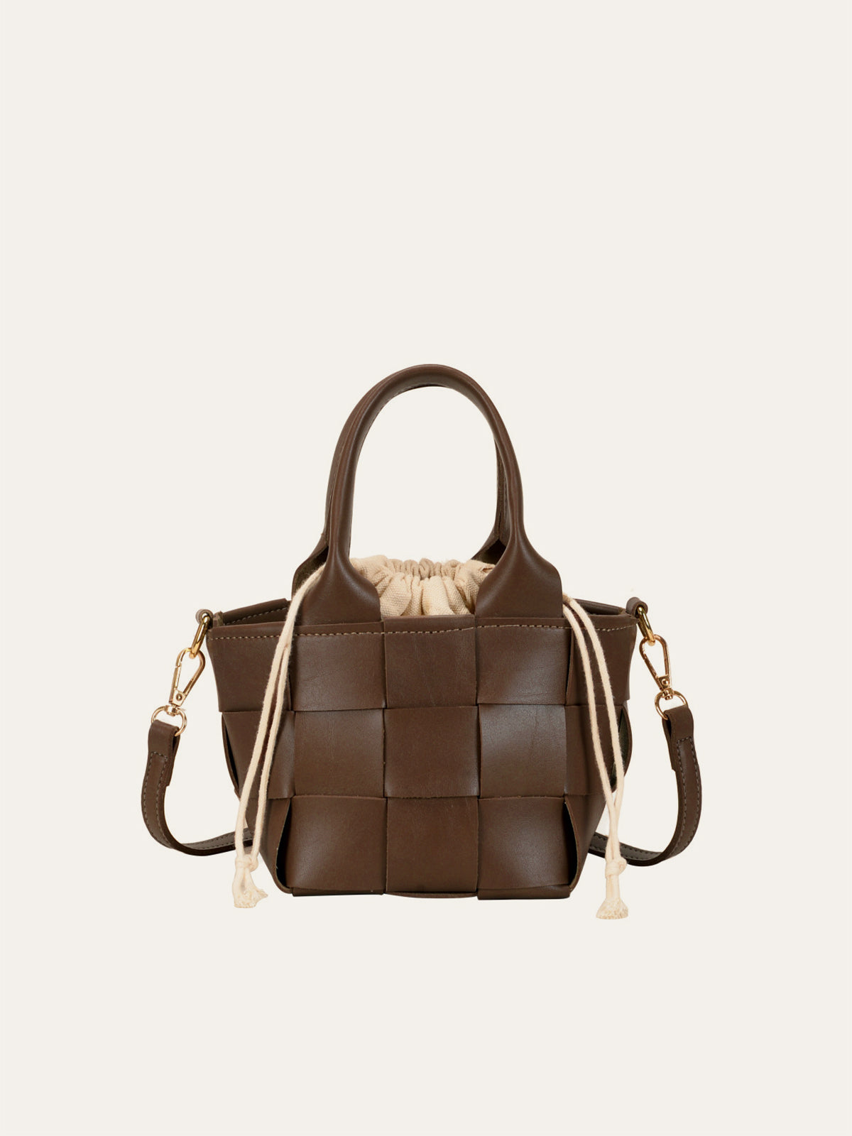 Faux Leather Woven Tote Bag-Chicvia