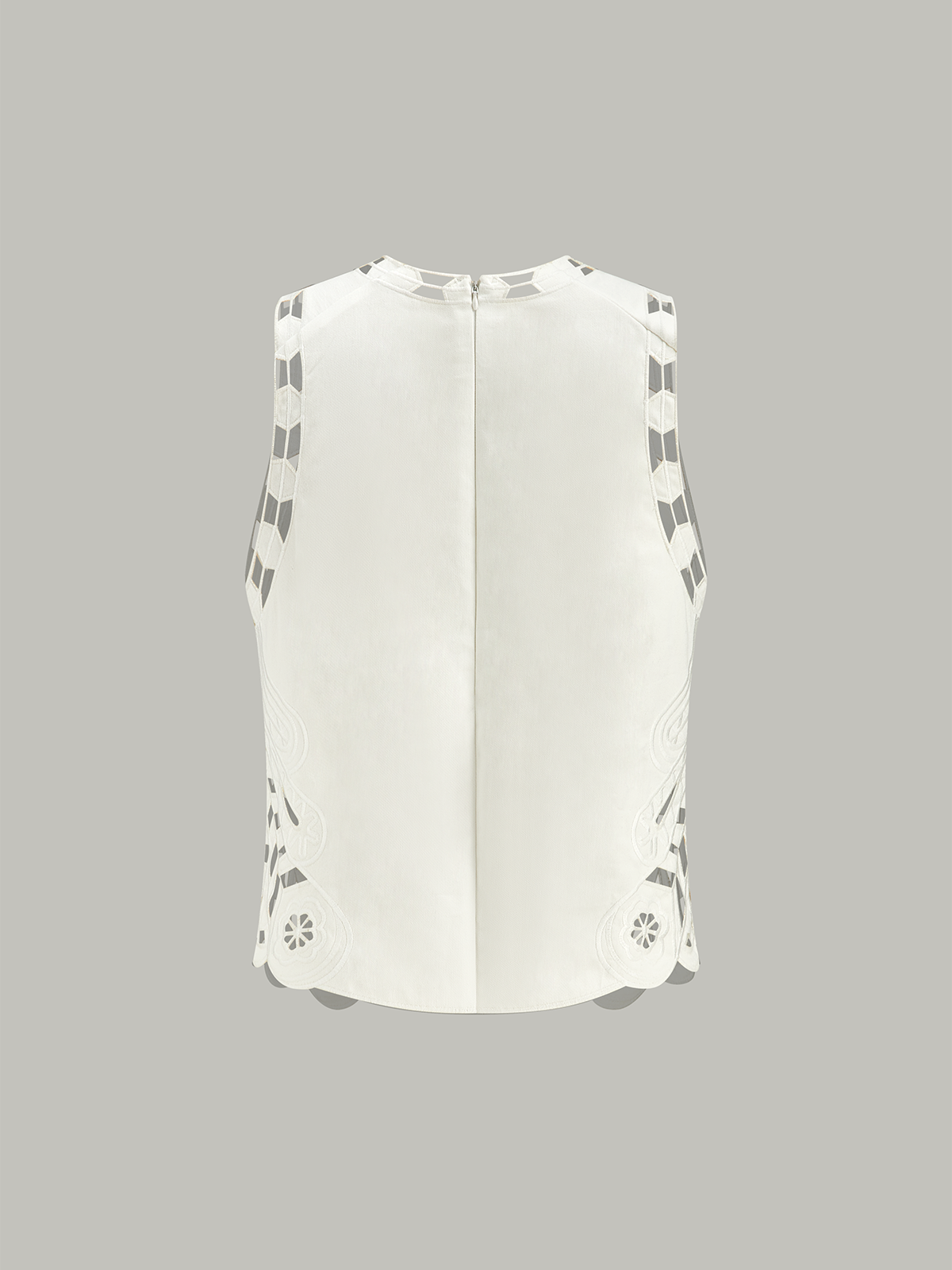 Embroidery Cut-Out Semi-Sheer Top-Chicvia