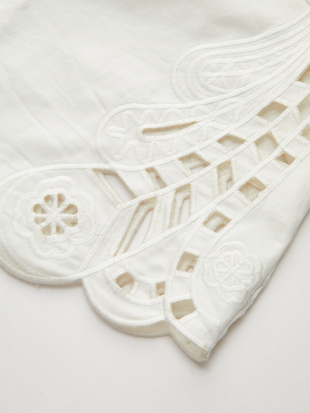 Embroidery Cut-Out Semi-Sheer Top-Chicvia