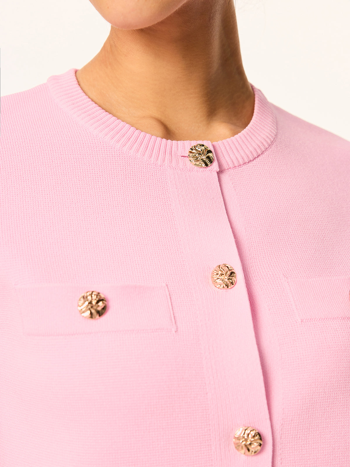 Knit Short-Sleeve Cardigan and Skirt Set-Chicvia