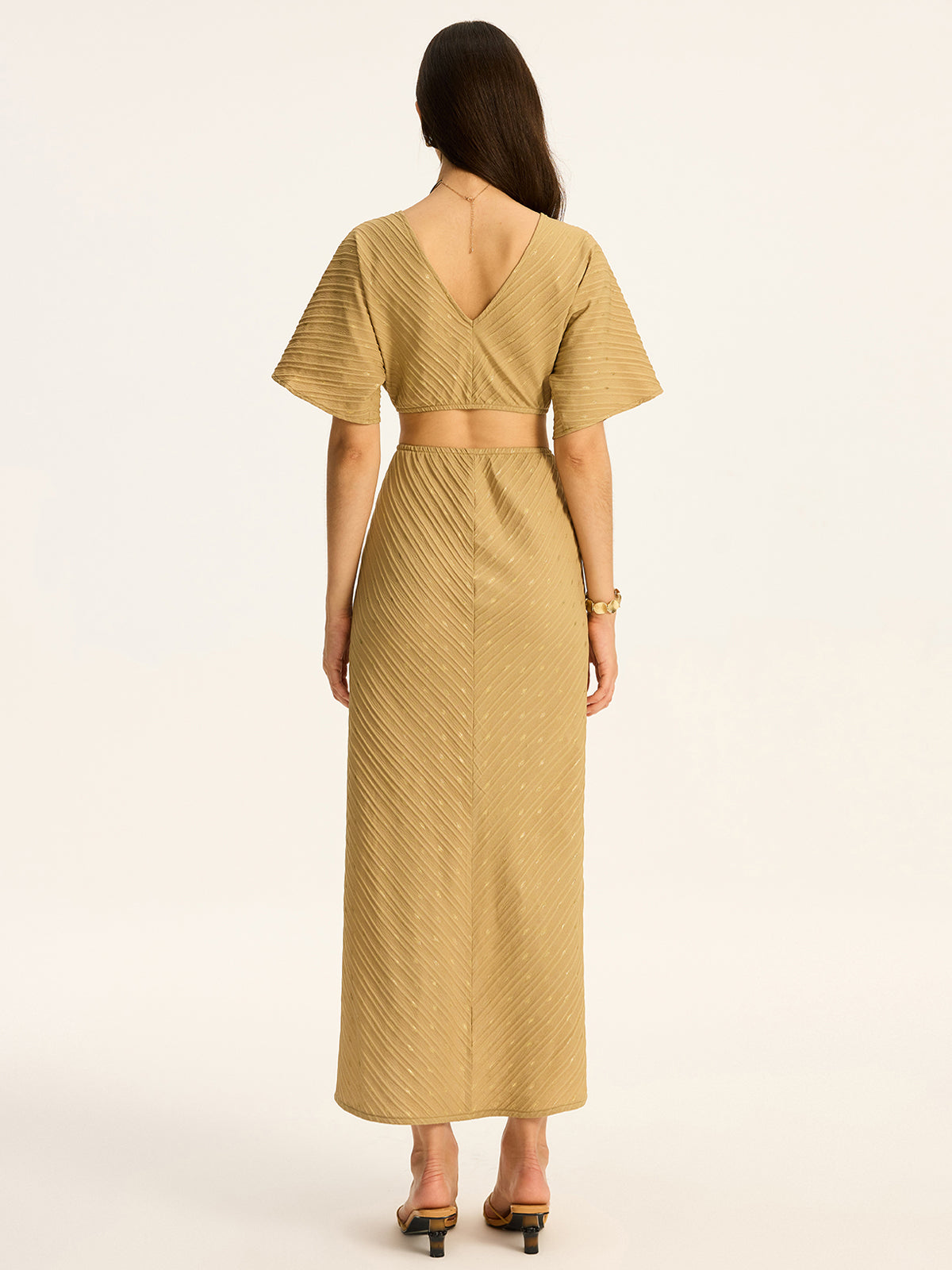 Cut-Out Twist Slit Maxi Dress-Chicvia