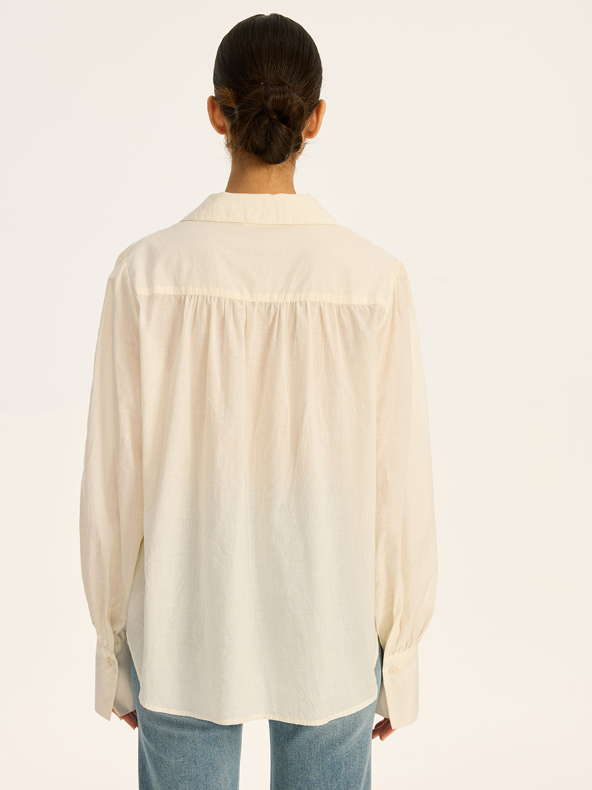 Lace-Trimmed Cotton Shirt-Chicvia