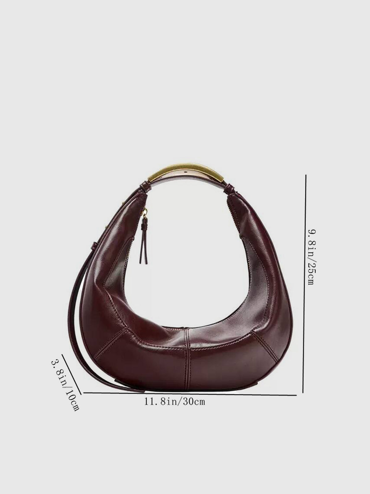 Metal Handle Crescent Bag-Chicvia