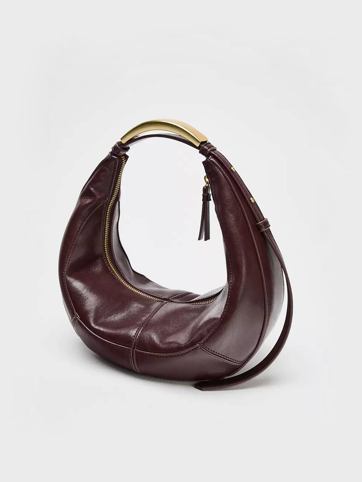 Metal Handle Crescent Bag-Chicvia