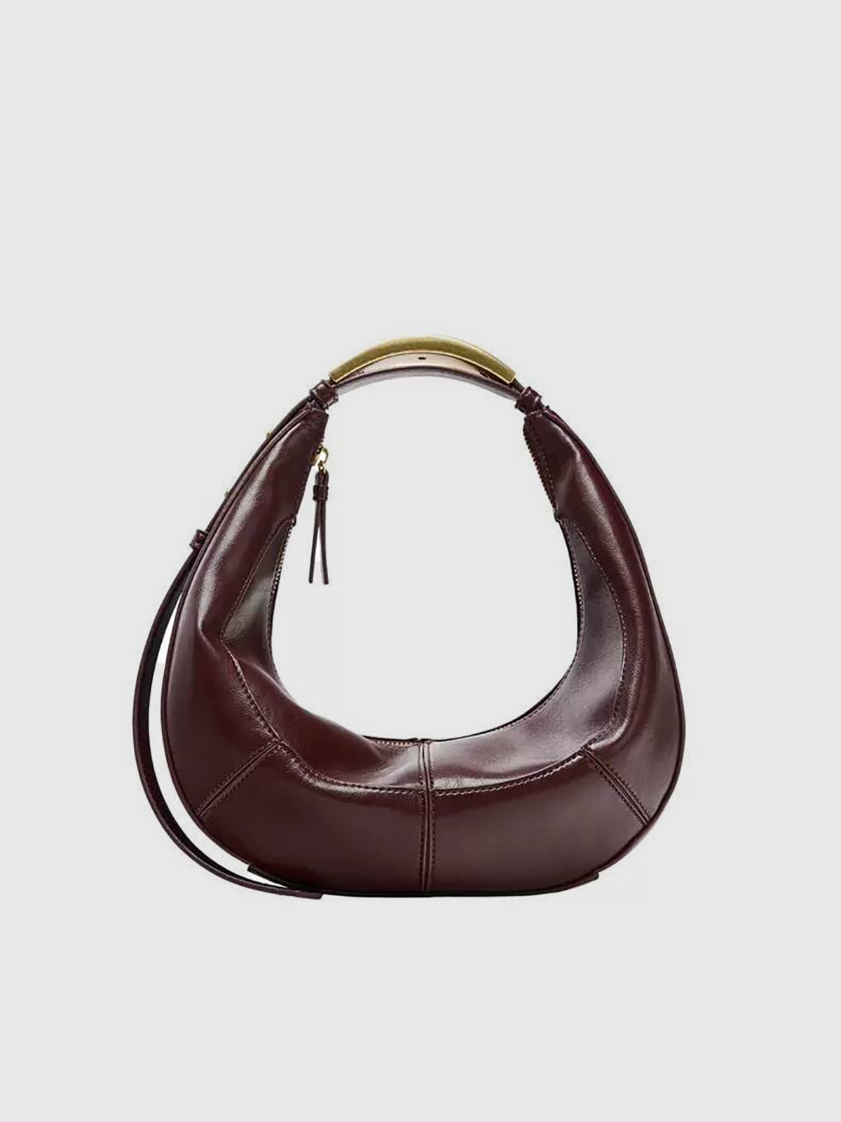 Metal Handle Crescent Bag-Chicvia