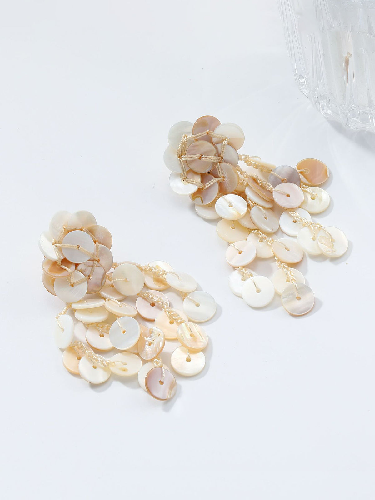 Long Handmade Round Shell Tassel Earrings-Chicvia