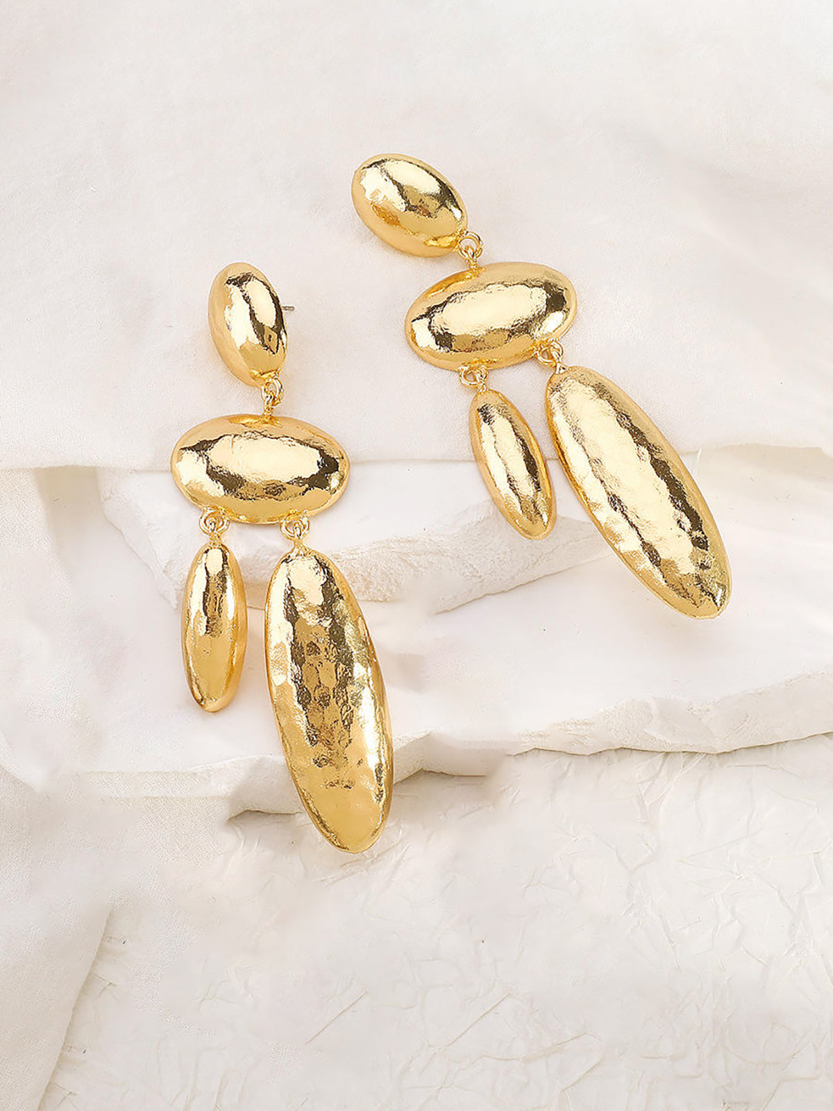 Long Alloy Geometric Drop Earrings-Chicvia