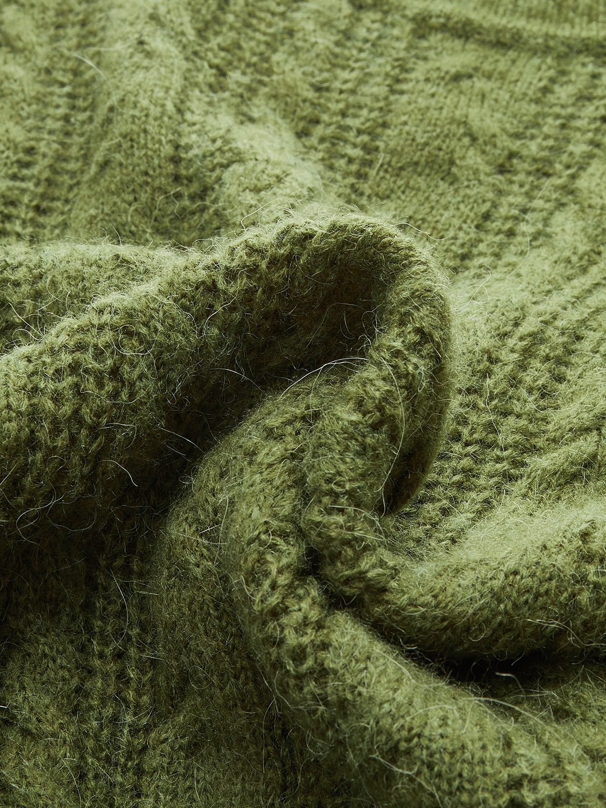 Cable-Knit Mock Neck Short-Sleeve Sweater Top-Chicvia