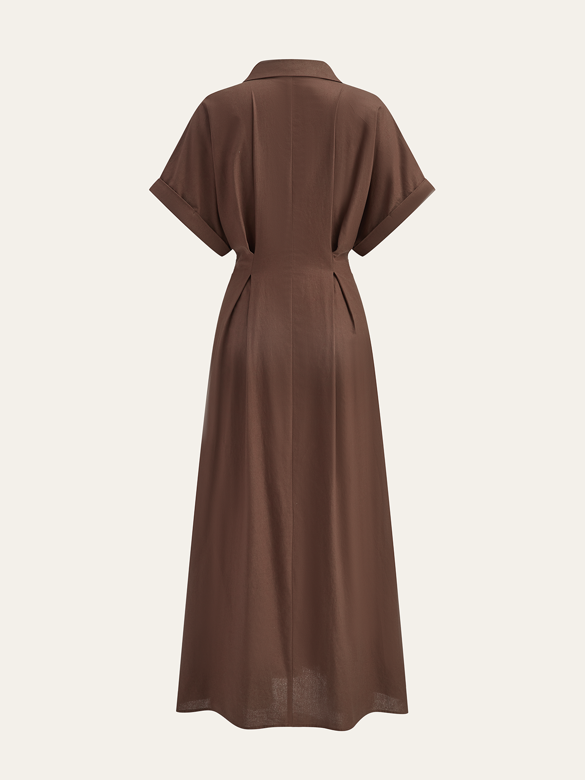 Pleated Button-Front Shirt Dress-Chicvia