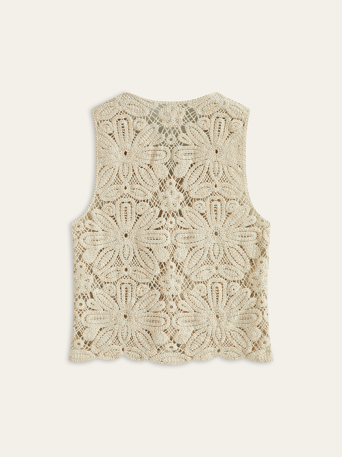 Cotton Crochet Lace Sheer Vest Top-Chicvia