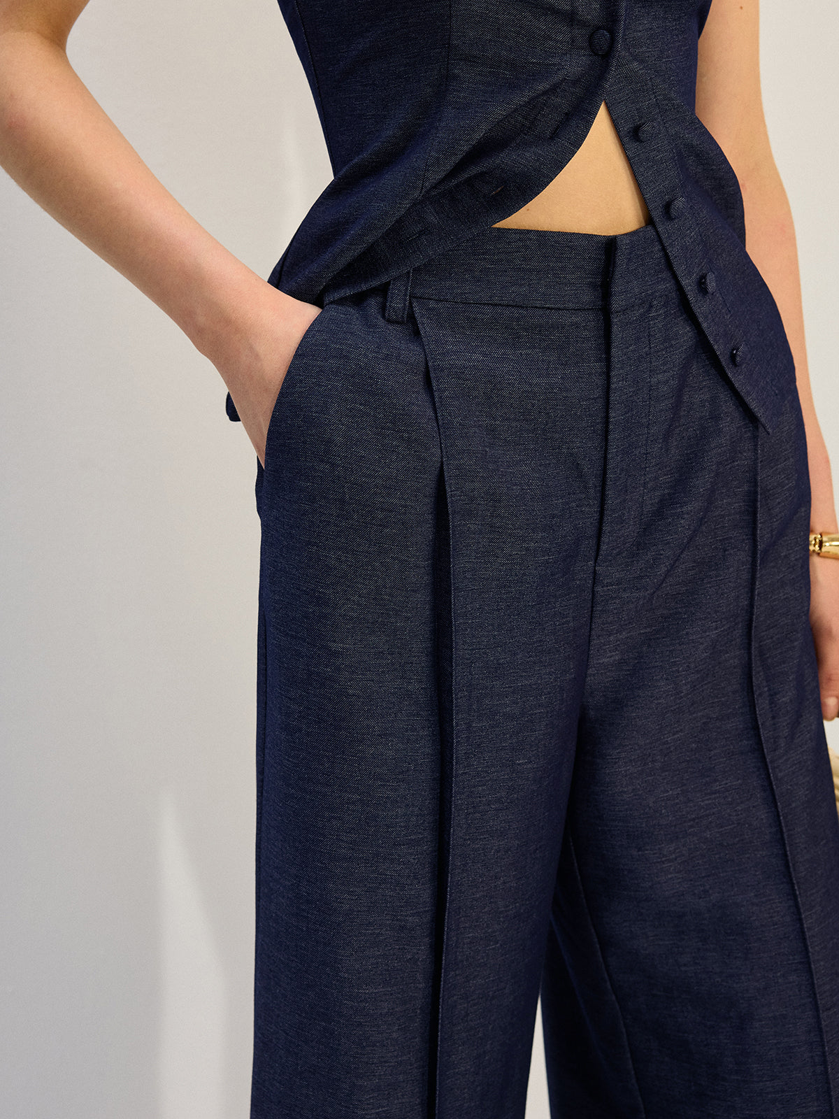 Denim Wide-Leg Pants-Chicvia