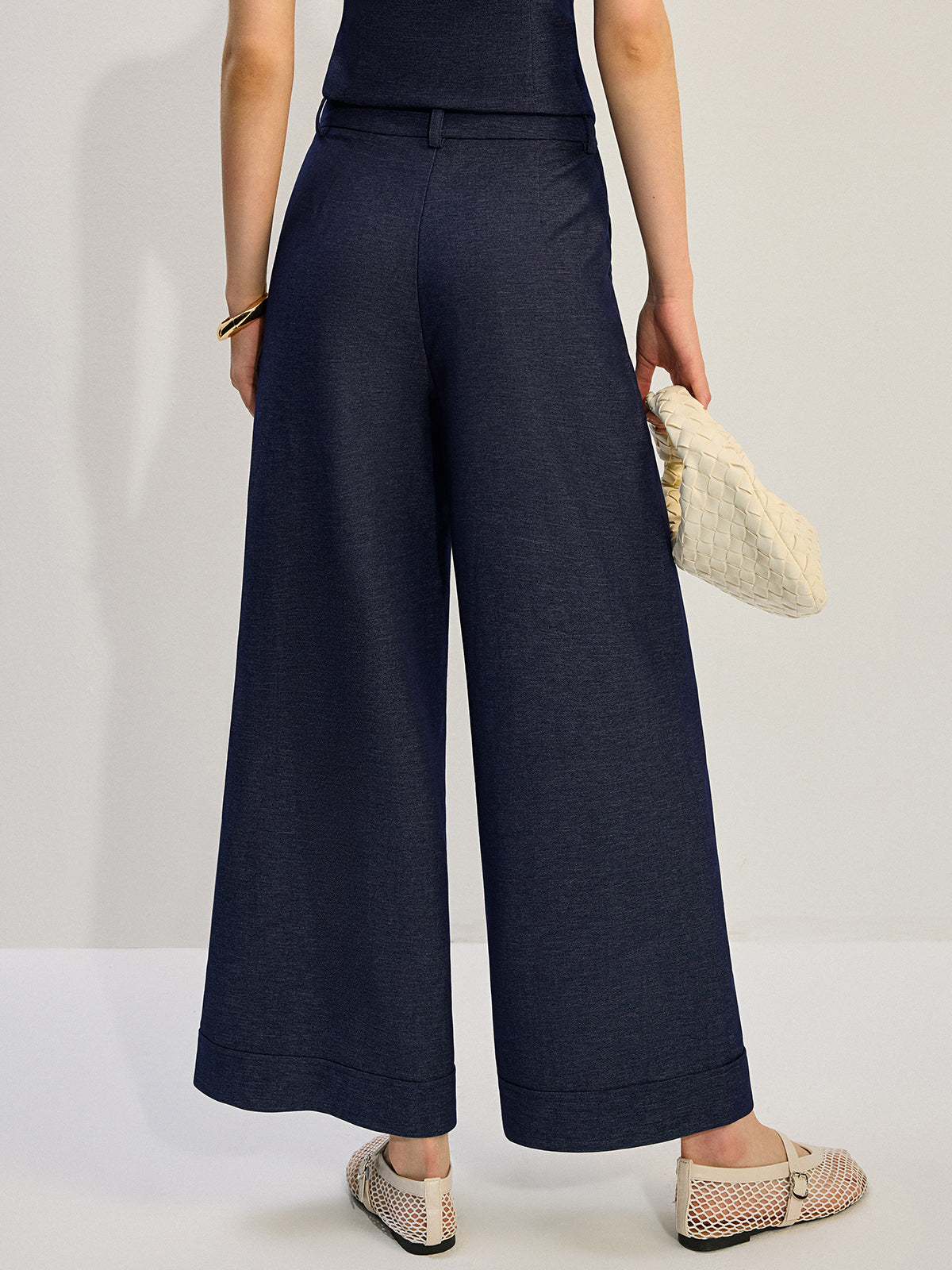 Denim Wide-Leg Pants-Chicvia