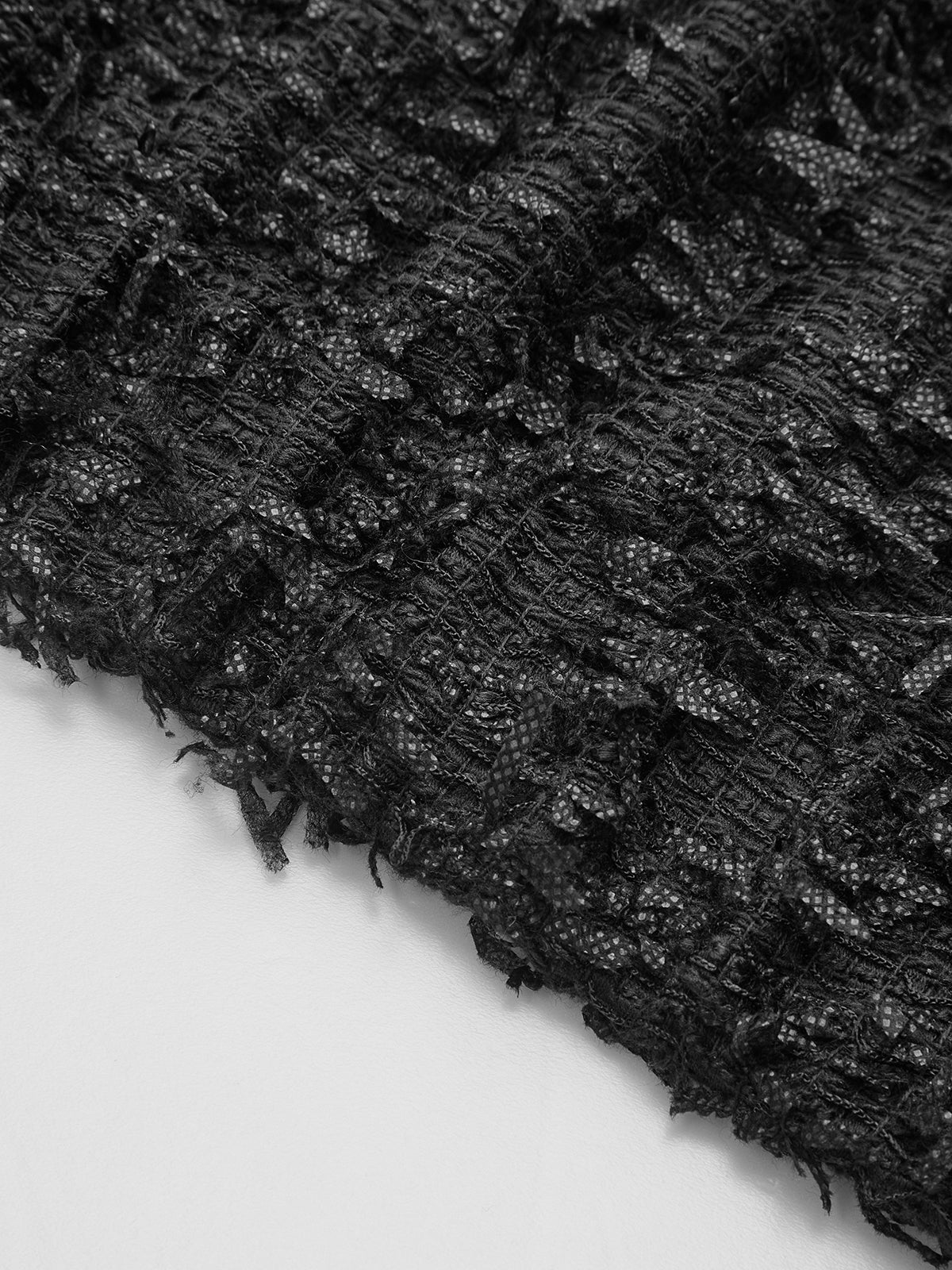 Fringed Tweed Button Sleeveless Vest-Chicvia