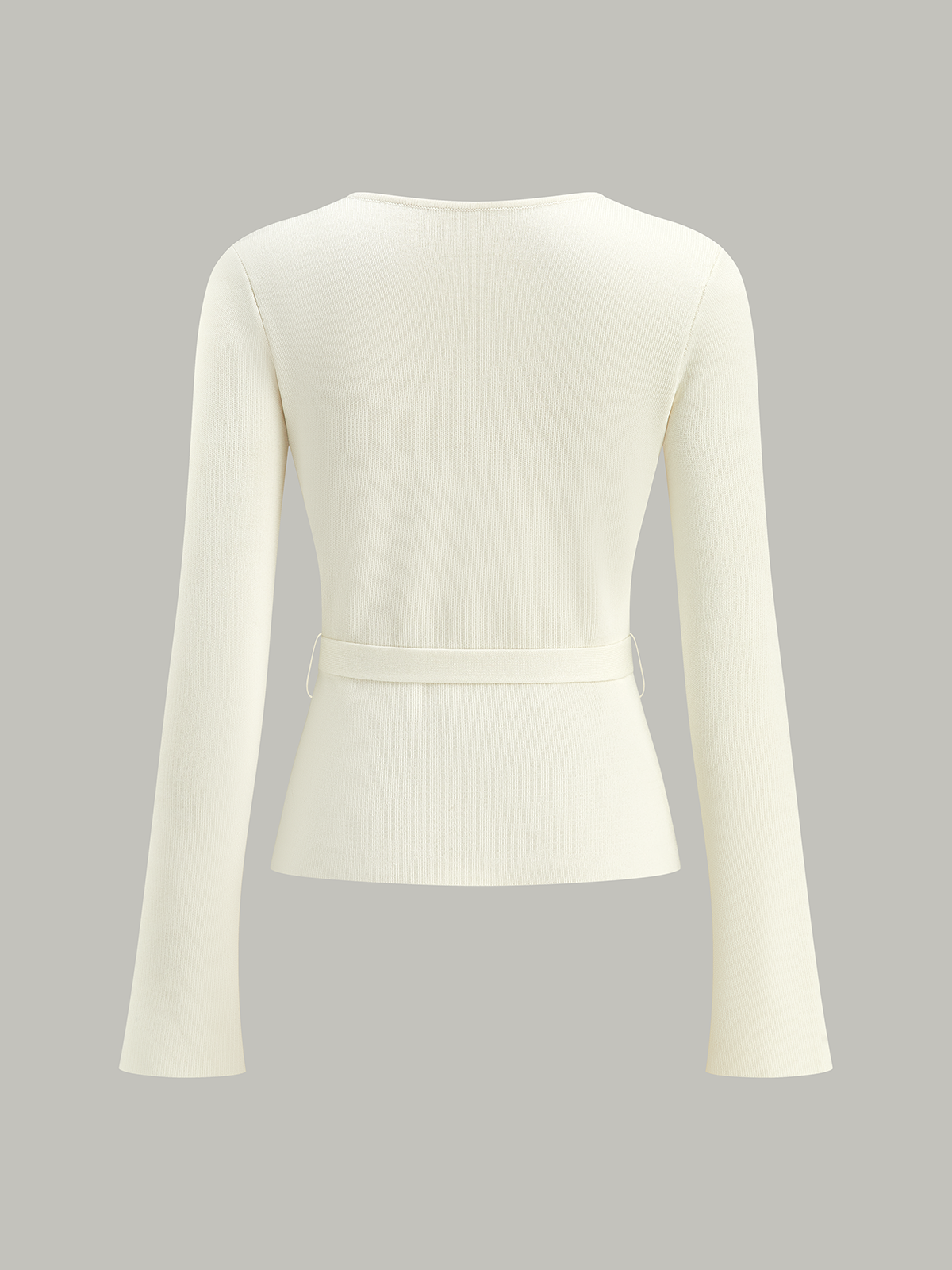 Belted V-Neck Knit Cardigan-Chicvia