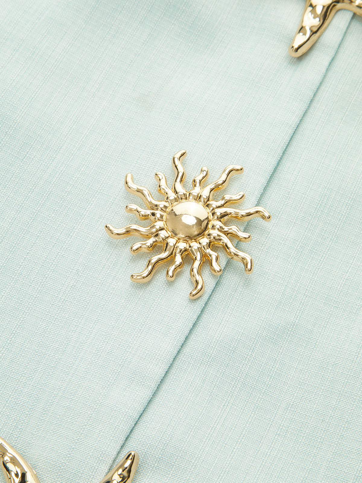 Floral Print Decor Pocket Dress-Chicvia