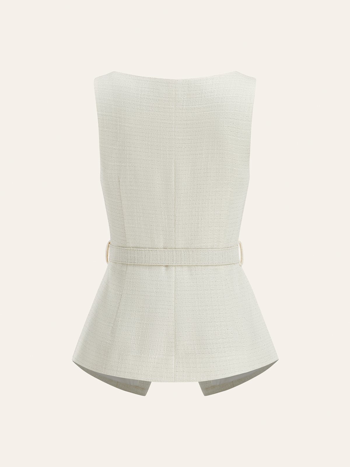 Belted Metal Button Sleeveless Vest-Chicvia