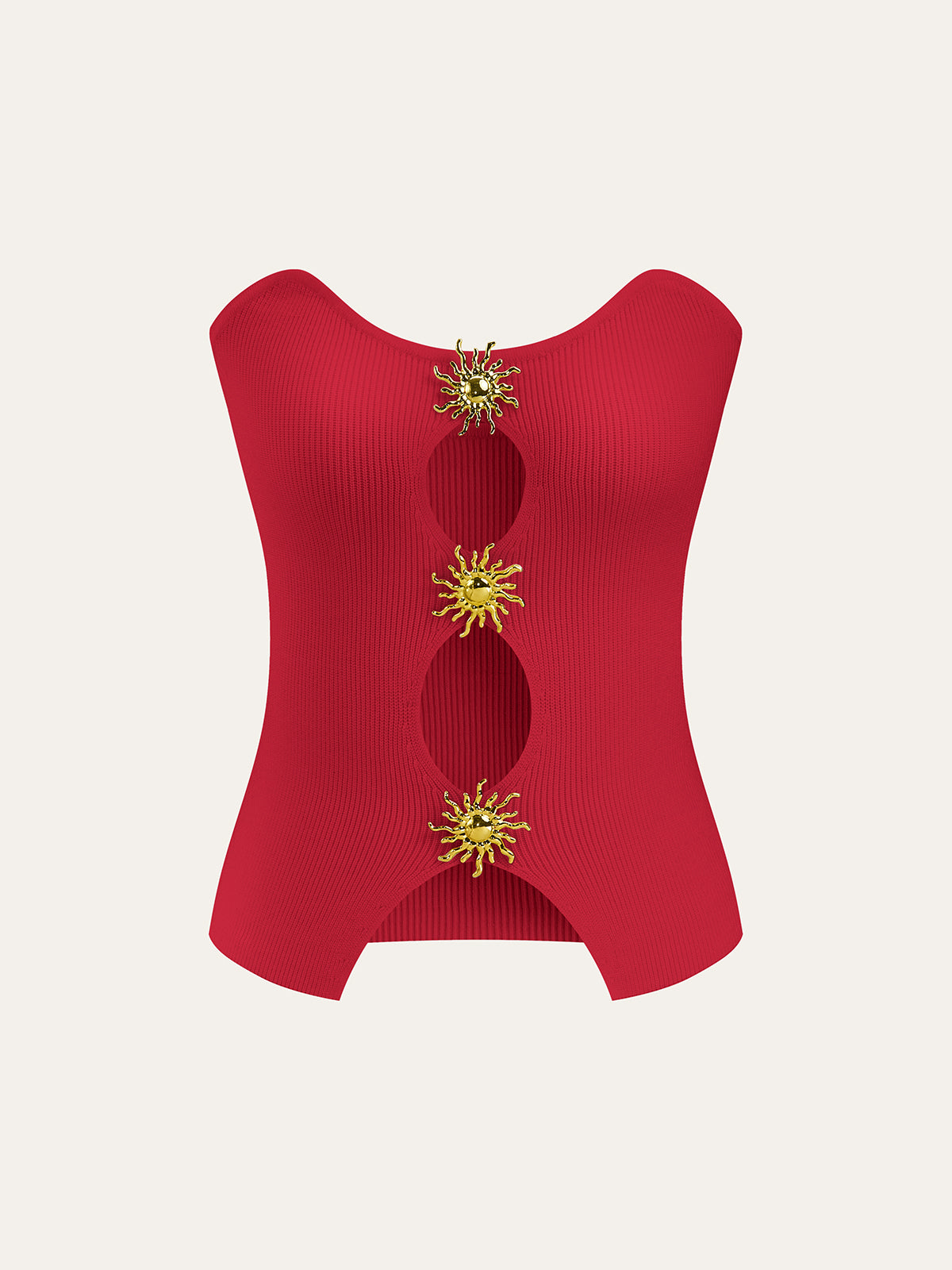 Metal Cut-Out Knit Sweater Vest-Chicvia